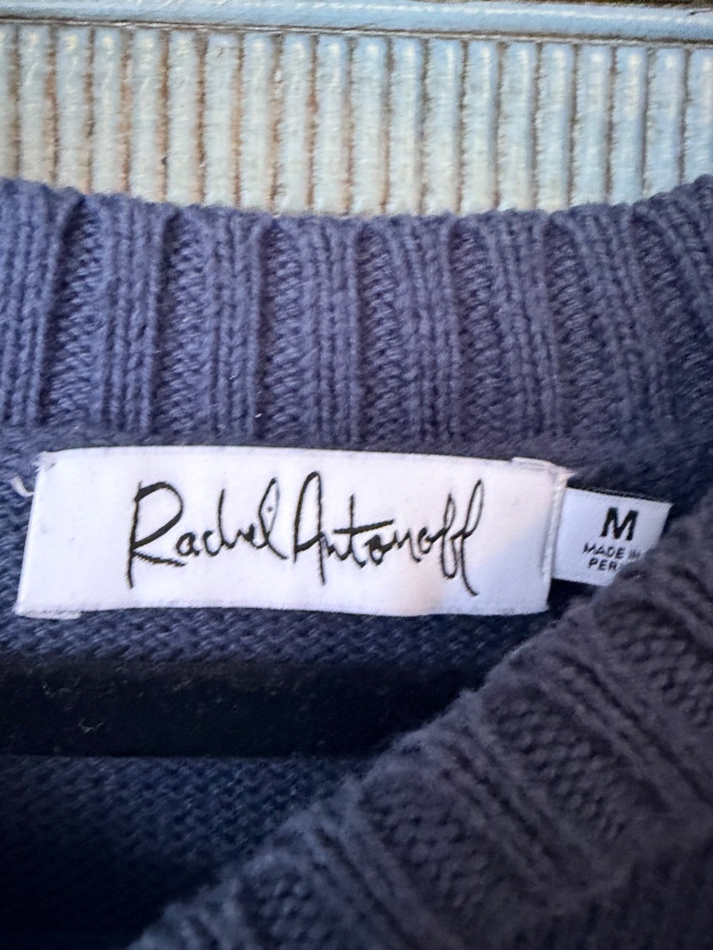 Rachel Antonoff Cher Navy Cotton Sweater With Pink Pump Pump Feather Size M - Picture 4 of 5